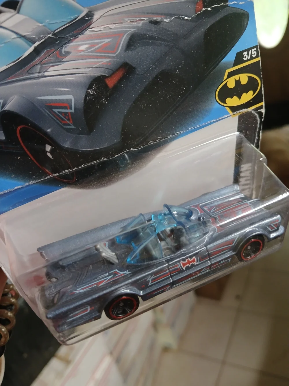 Hot Wheels 1966 Classic TV Series Batmobile features a metallic grey finish